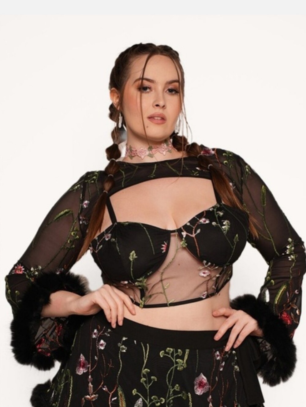iHeartRaves Lace Flowerfields Corset Crop Top Size XL